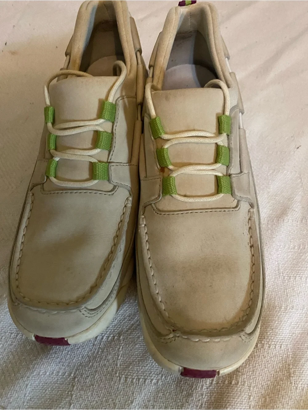 Cole Haan Nike Air Suede Boat Shoes Womens 8.5 B Taupe Green Moc Toe D12249 H2